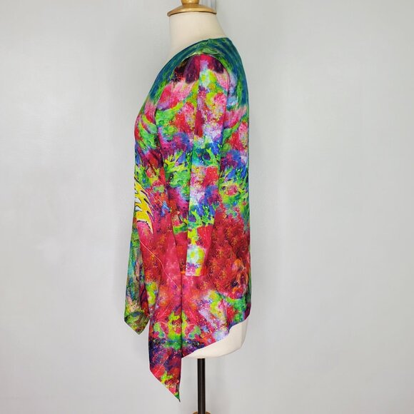Leoma Lovegrove Top Colorful Fish Print Asymmetrical Artsy Unique Novelty M - Picture 6 of 12